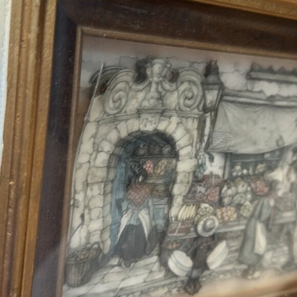 Vintage Anton Pieck 3D Shadow Box Art Wood Frame Lesley Owsley Handcrafted - Picture 3 of 16